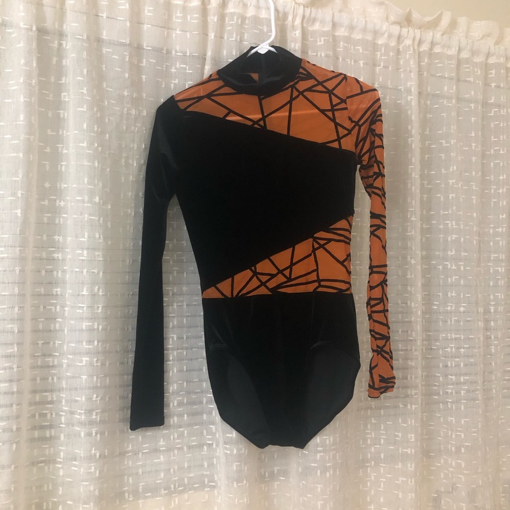 Weissman Geo Flocked Velvet Leotard